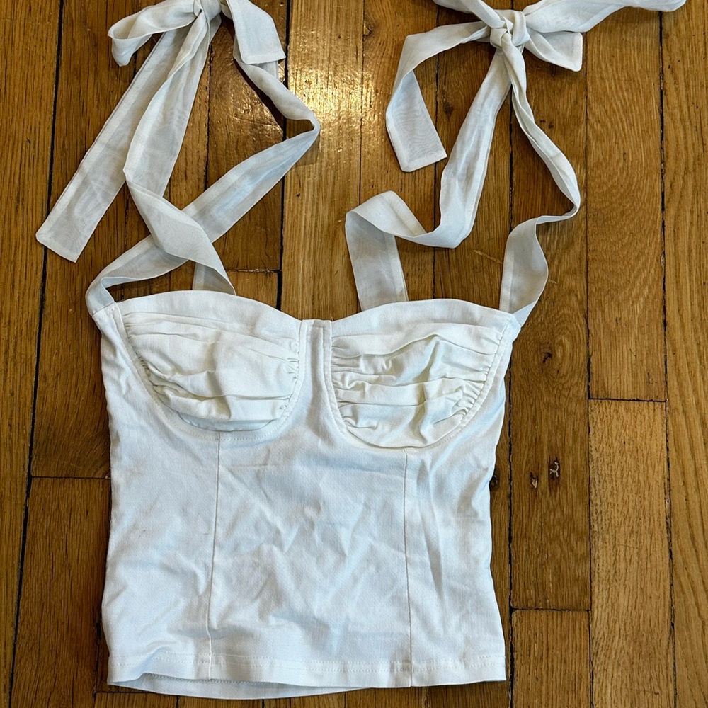 White Tie-Strap Women's Tank Top